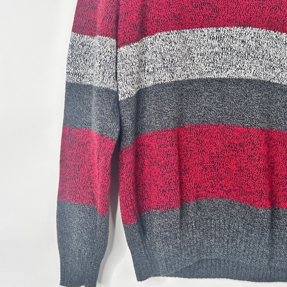Chaps Sweater Mens Med Red & Gray Pullover Henley Mock Neck - Picture 3 of 15